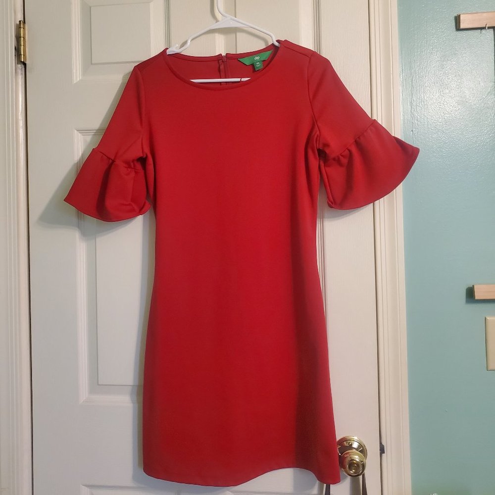 Dip - Size XS - Red Flared Sleeve Evening/Work Dress